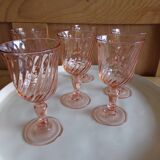 6 luminarc pink glass aperitif glasses