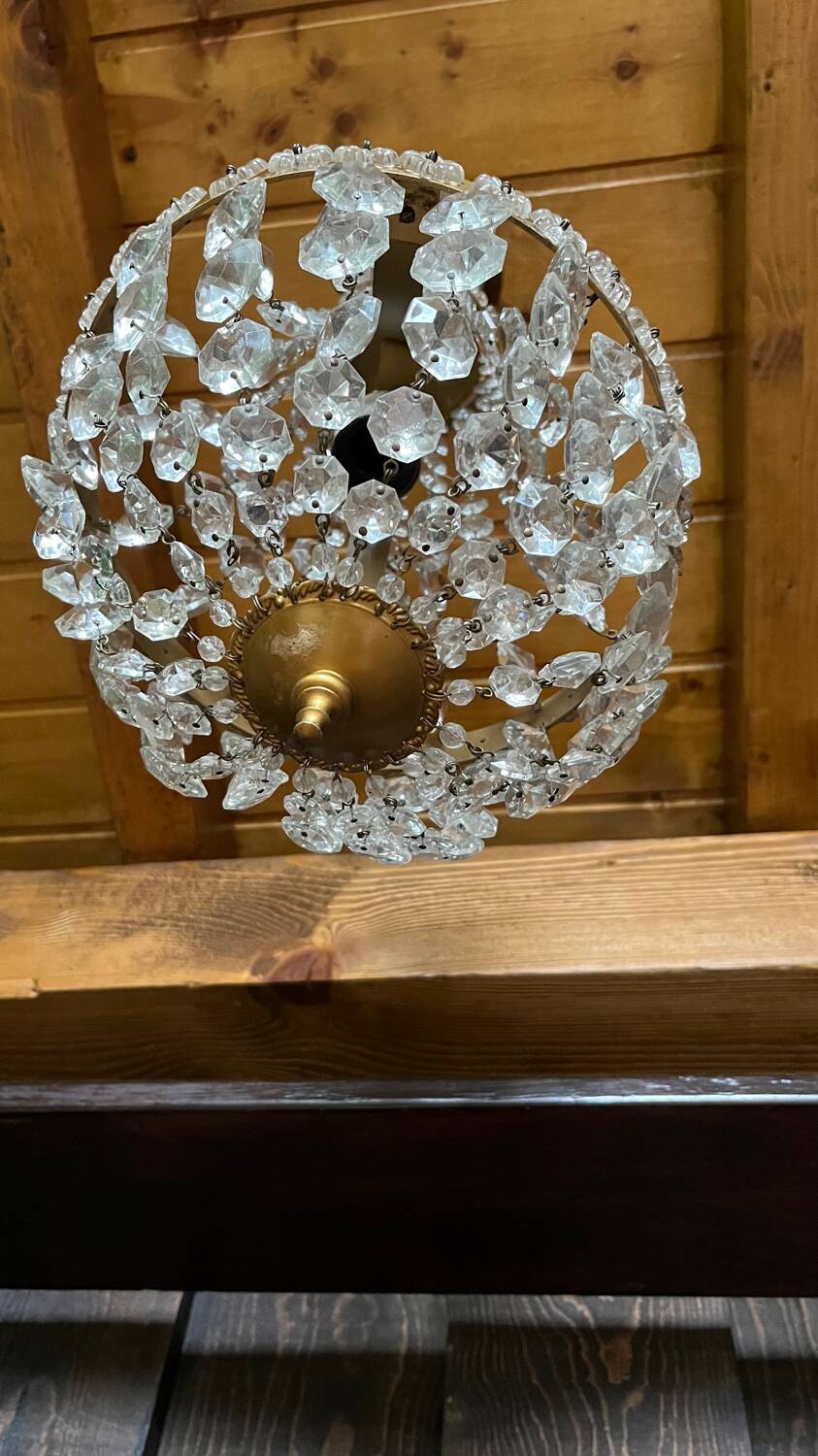 Old brass hot air balloon chandelier with pendants