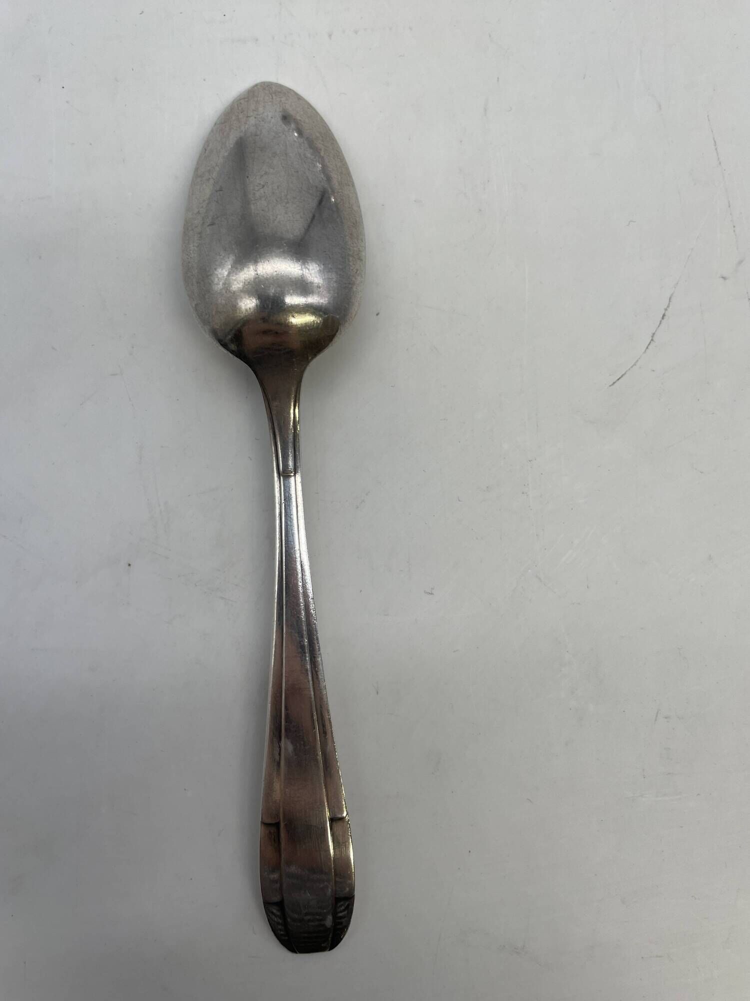 Set of 8 silver-plated metal teaspoons in Potfer Art Deco style.