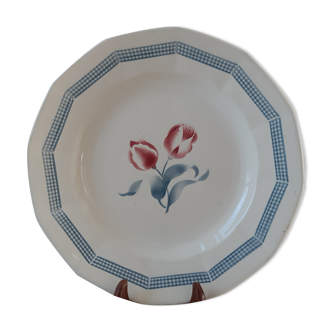 Round dish Digoin Sarreguemines model "Tulips" 40s