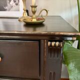 Commode vintage noir en pin peinte à la main