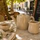 Duo teapot and milk jug in greige ceramic – Vintage bistro style