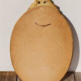 Authentic chic vintage oval mirror, in gilded wood, in baroque style.