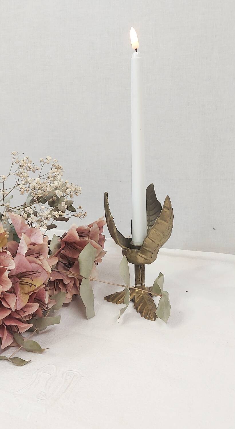 Brass flower candle holder
