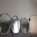Silver brass triptych mirror