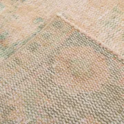 Vintage Peach & Green Turkish Rug, Handmade Neutral Rustic Carpet, 168x274