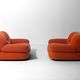 Pair of suède 'Sapporo' lounge chairs by Mobil Girgi, Italy 1970s