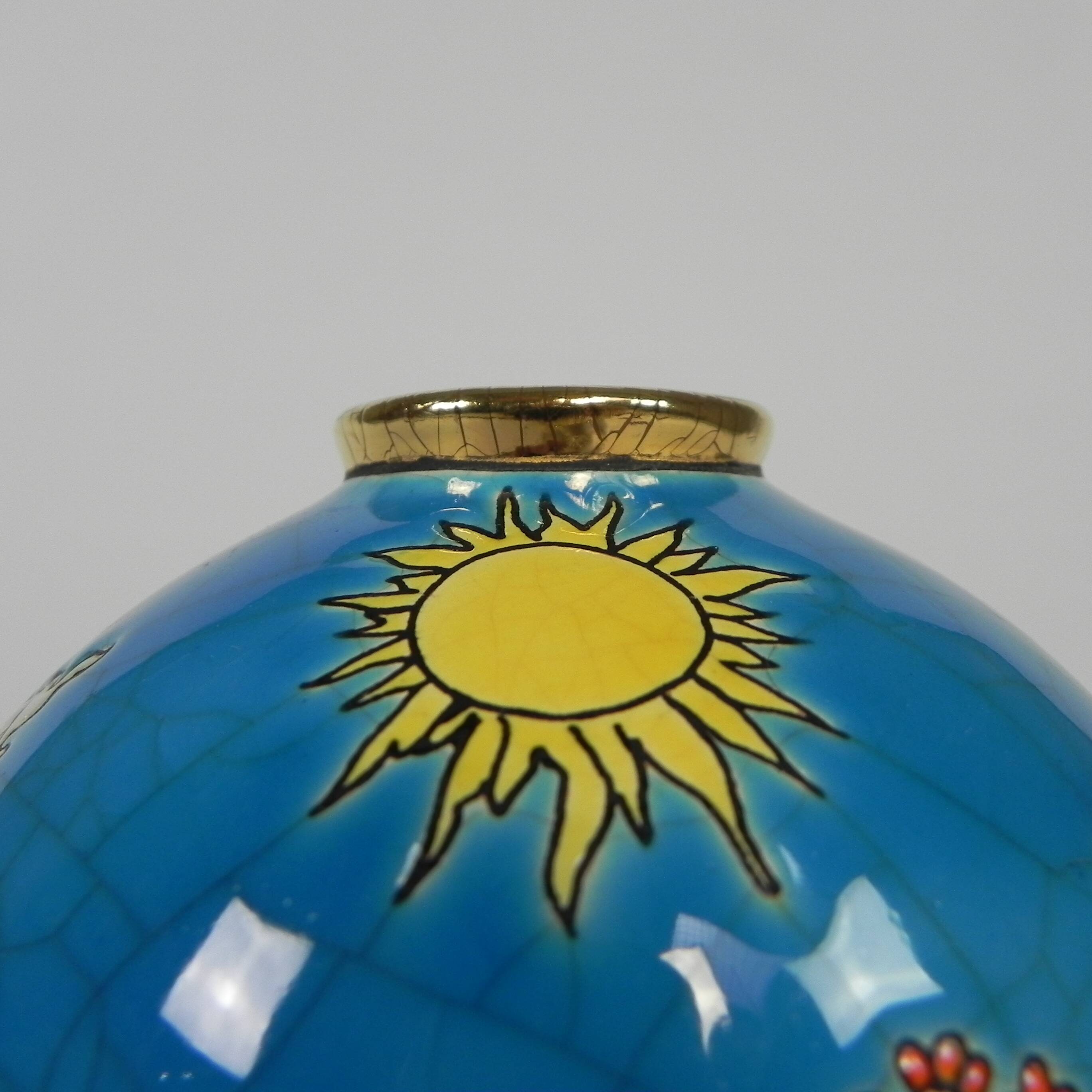 Ball vase ''le bal'' by Jean Boggio for Emaux Longwy, 1990s