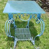 Old console table wrought iron and glass