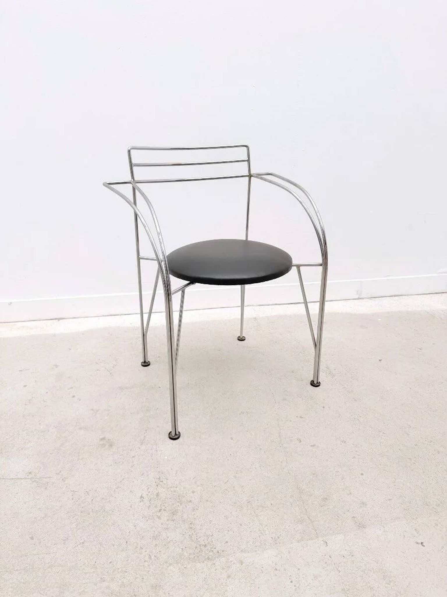 "Silver Moon" chair by Pascal Mourgue for Fermob in chrome and skai, France 1980