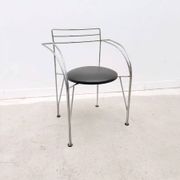 "Silver Moon" chair by Pascal Mourgue for Fermob in chrome and skai, France 1980