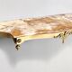 Vintage Wall-Mounted Brass Console Table with Yellow Onyx Top, Italy