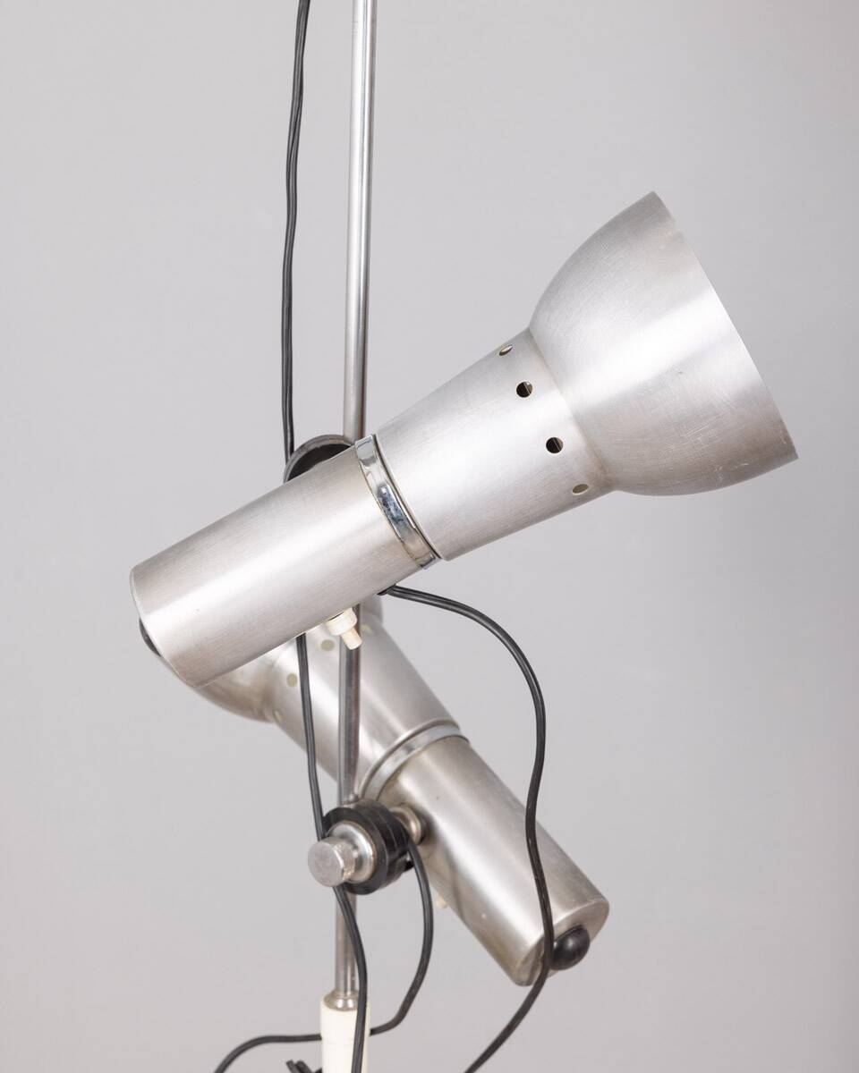 Vintage floor lamp 70s chromed metal and white italian design