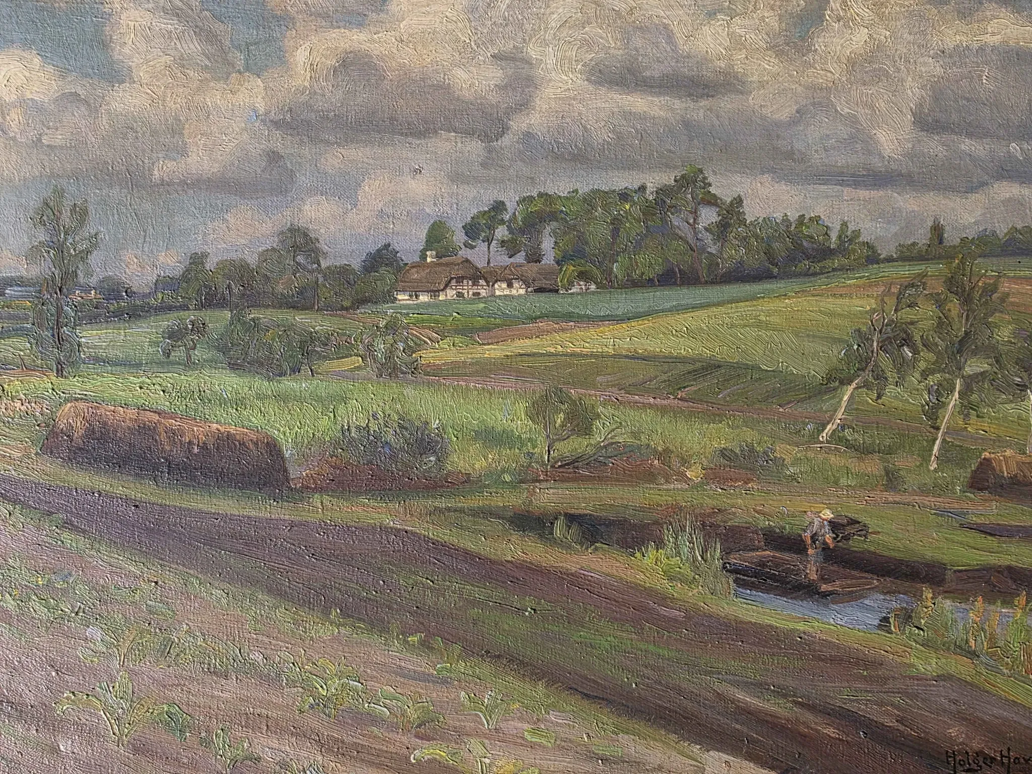 Vintage Impressionist Landscape Oil Painting by Holger Havrehed