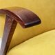 Fauteuil scandinave velours côtelé jaune citron chêne 1960