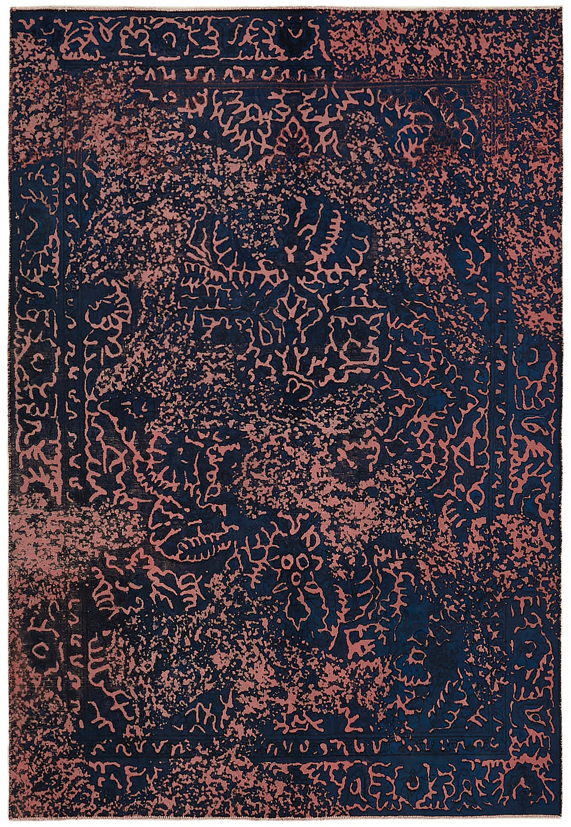 Hand-knotted persian vintage 1970s 190 cm x 275 cm blue wool carpet