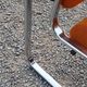 Pair of designer armchairs in orange fabrics and chrome tubes from the 70s
