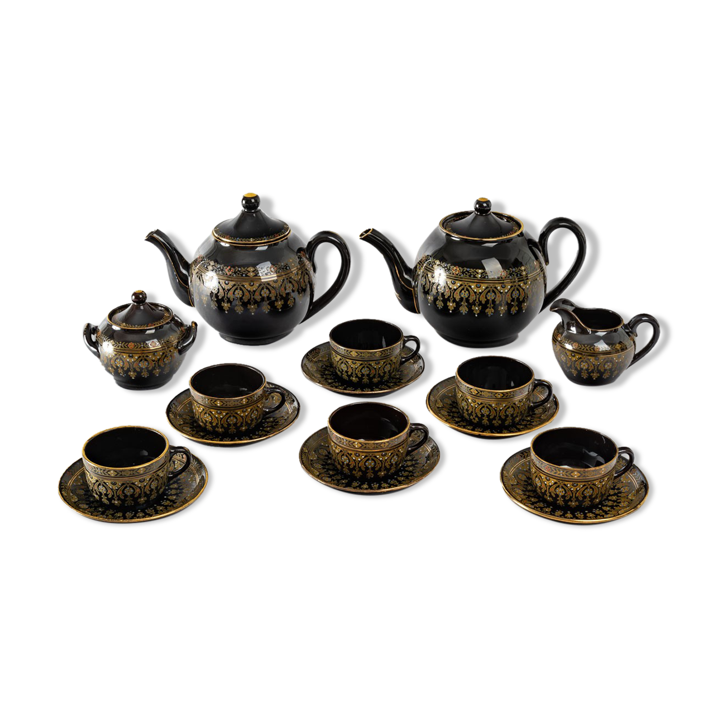 Tea Service - Sarreguemines - Rockingham Model - XIXth Century