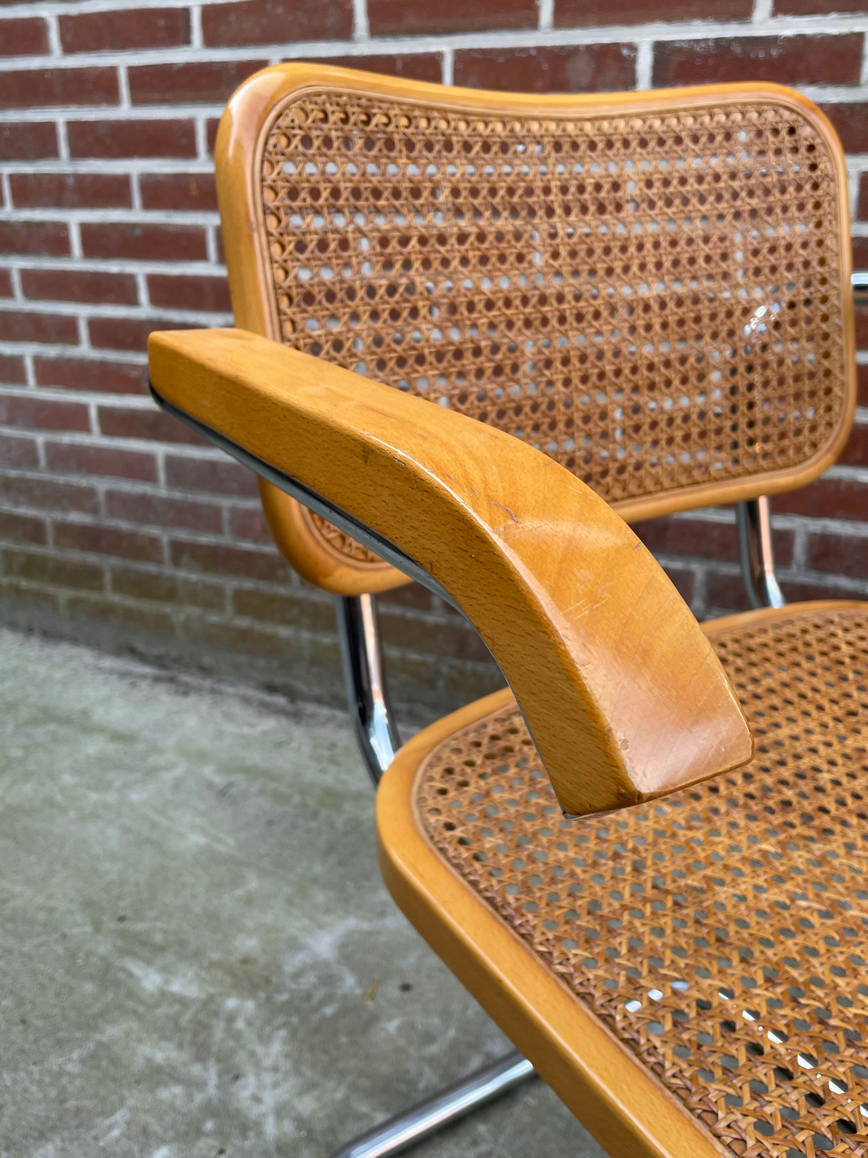 Chair model Cesca by Marcel Breuer with armrests B64