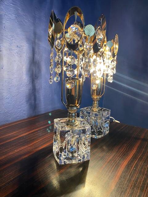 Pair of crystal lamps from the 80s