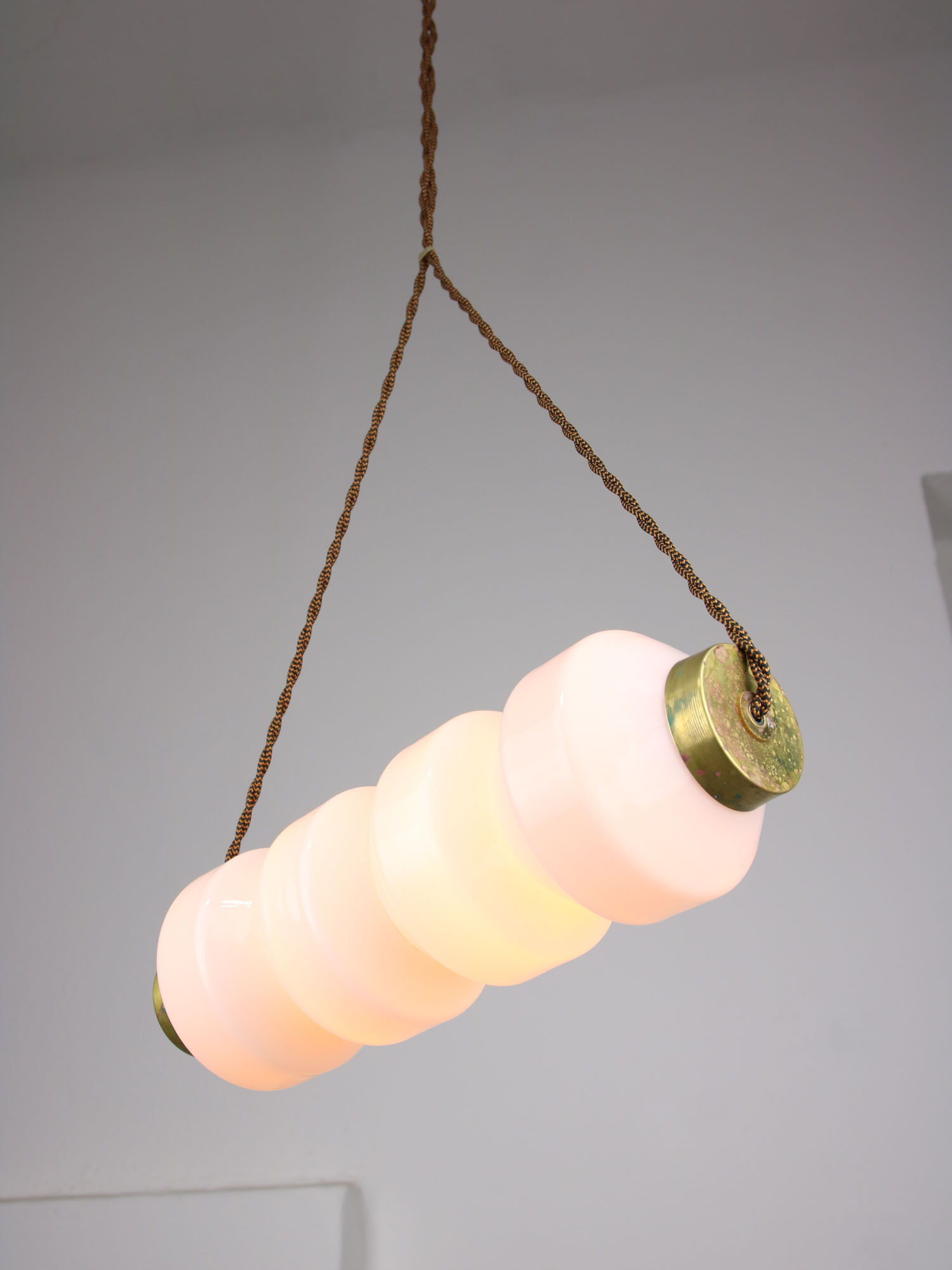 Mid-century opaline & brass pendant lamp