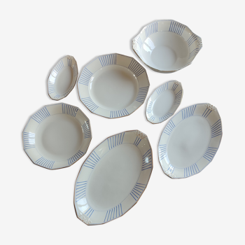 7 porcelain dishes from Limoges F. Legrand and Cie art deco