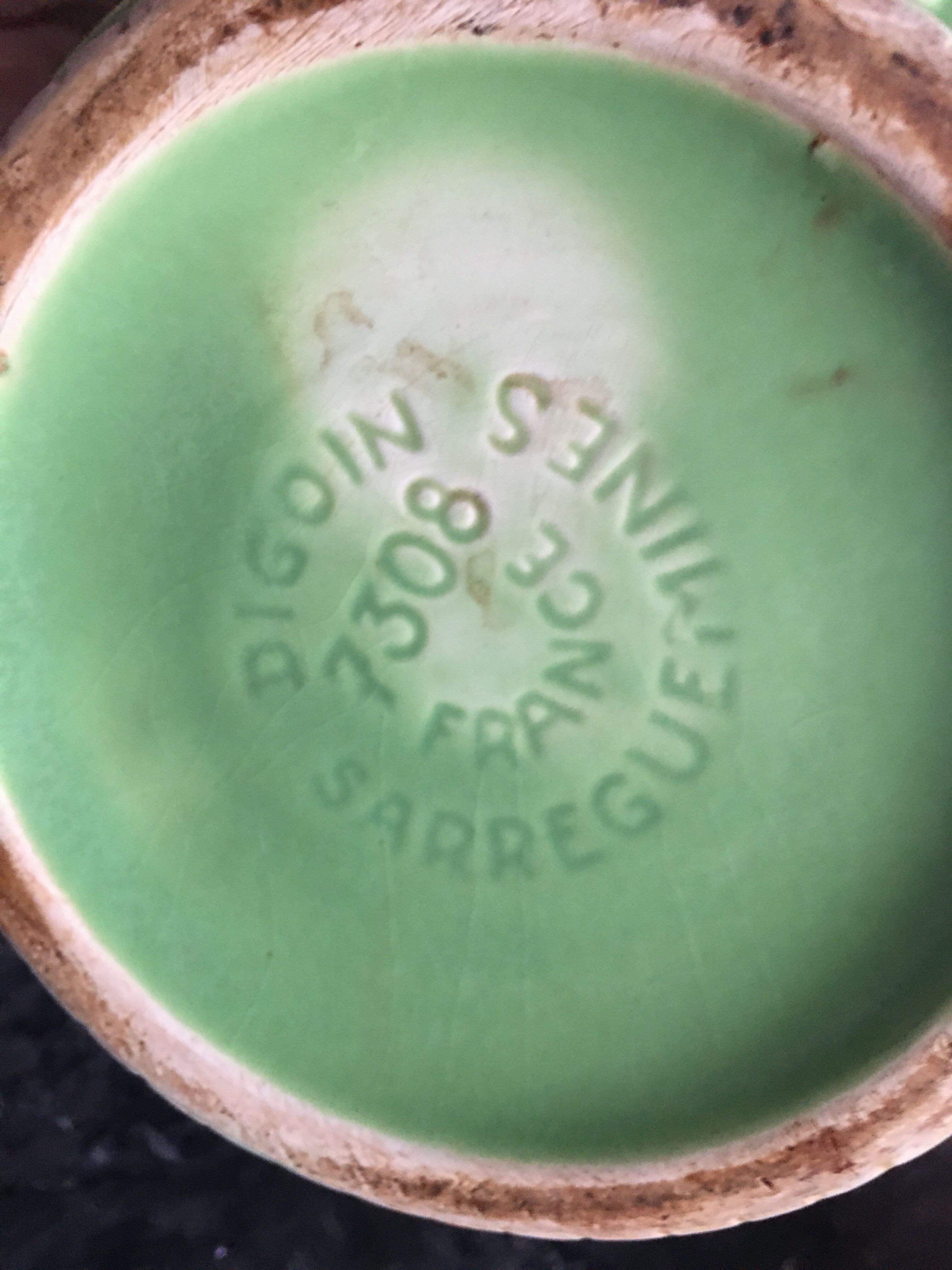 Pichet vert pomme vintage Pigoin Sarreguemines