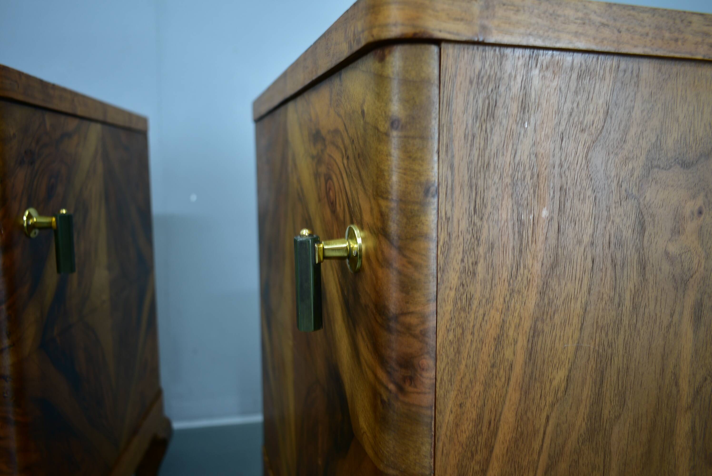 1932s pair of art deco bedside tables, Czechoslovakia