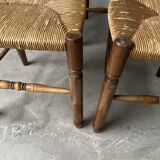 5 oak and straw chairs
