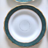 Set of 6 plates 19th green and gold edge