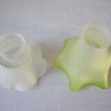 Set of 2 old tulip lampshades globe glass chandelier lamp