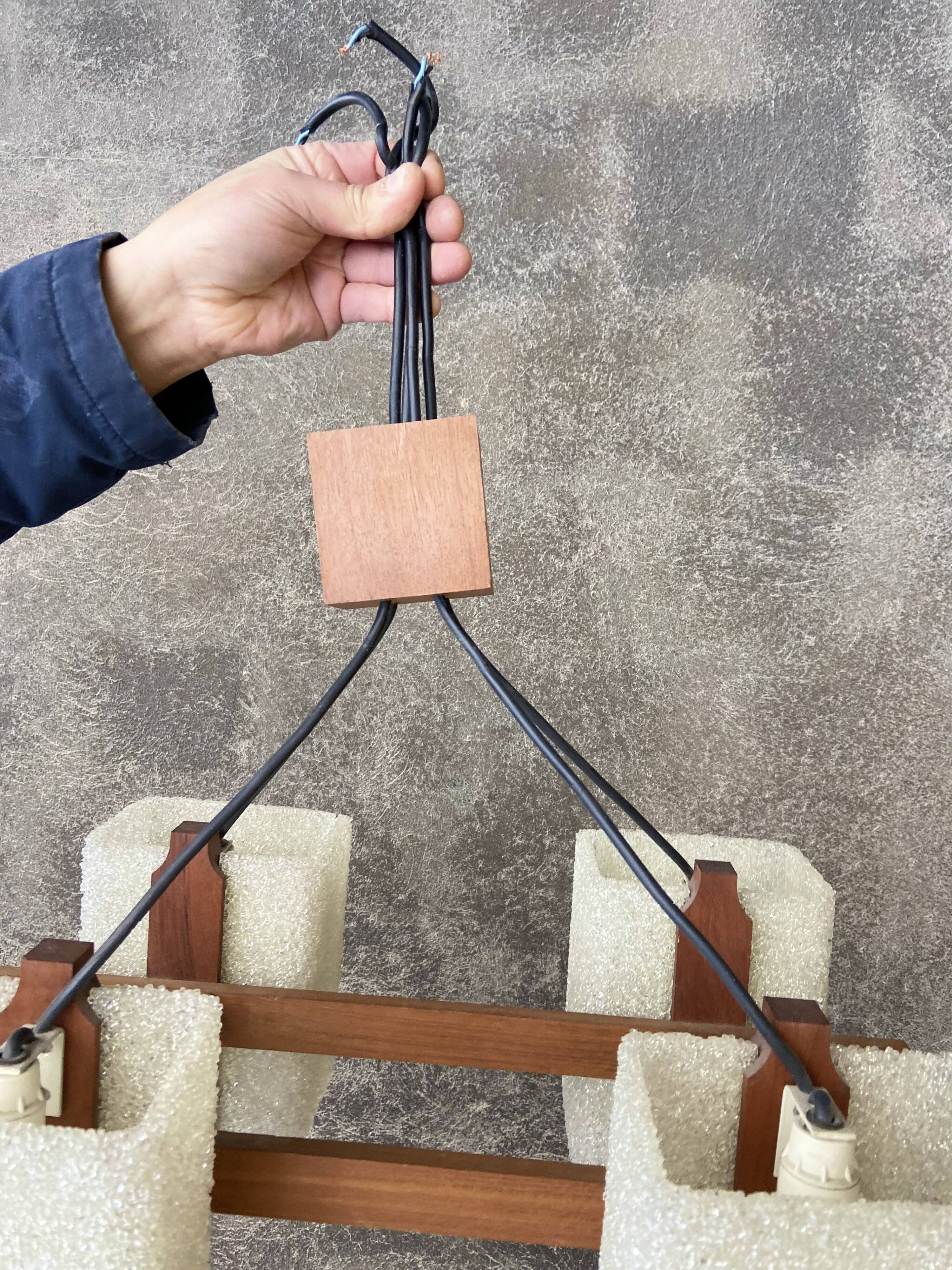 Scandinavian teak pendant chandelier