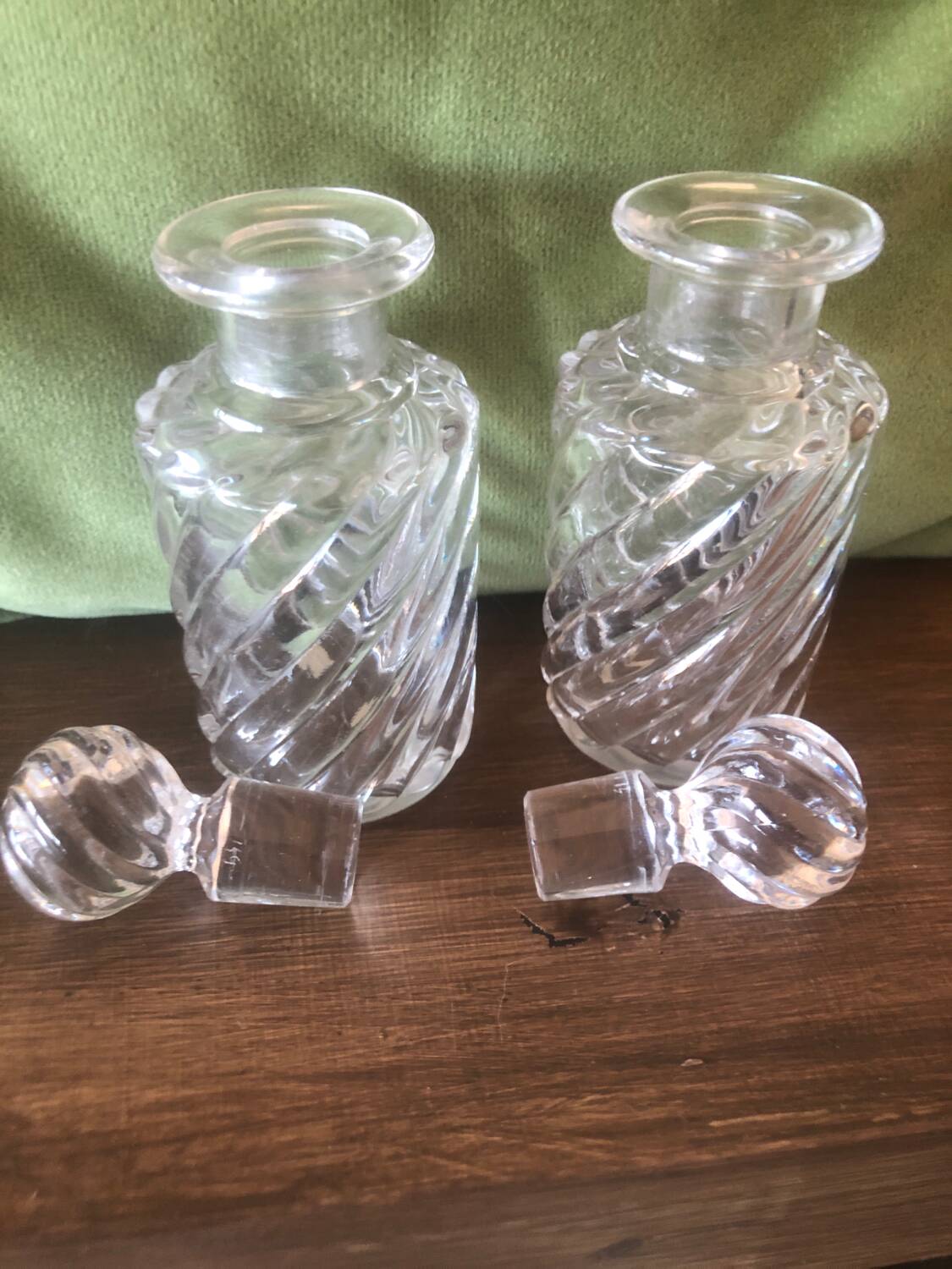 Baccarat Crystal Pair of Antique Bamboo Model Bottles, 19th Century