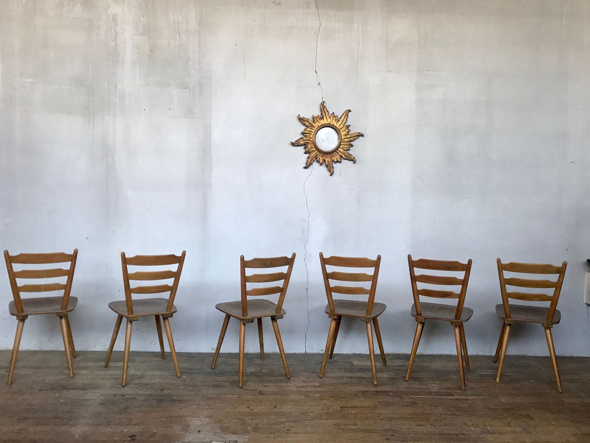 Series of 20 Scandinavian chairs or vintage wooden bistro