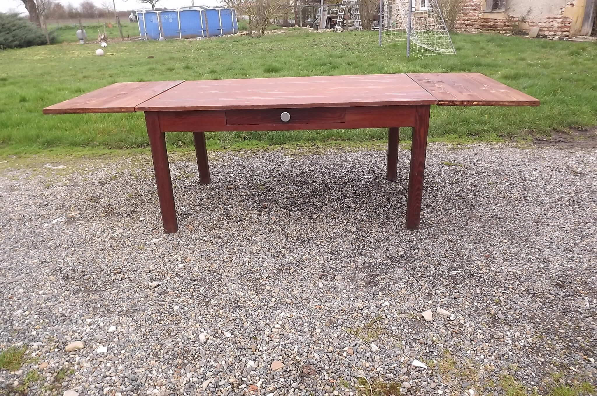 Oak and pine, 2 extension farm table