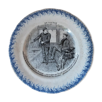 Old decorative plate h.b & cie terre de fer