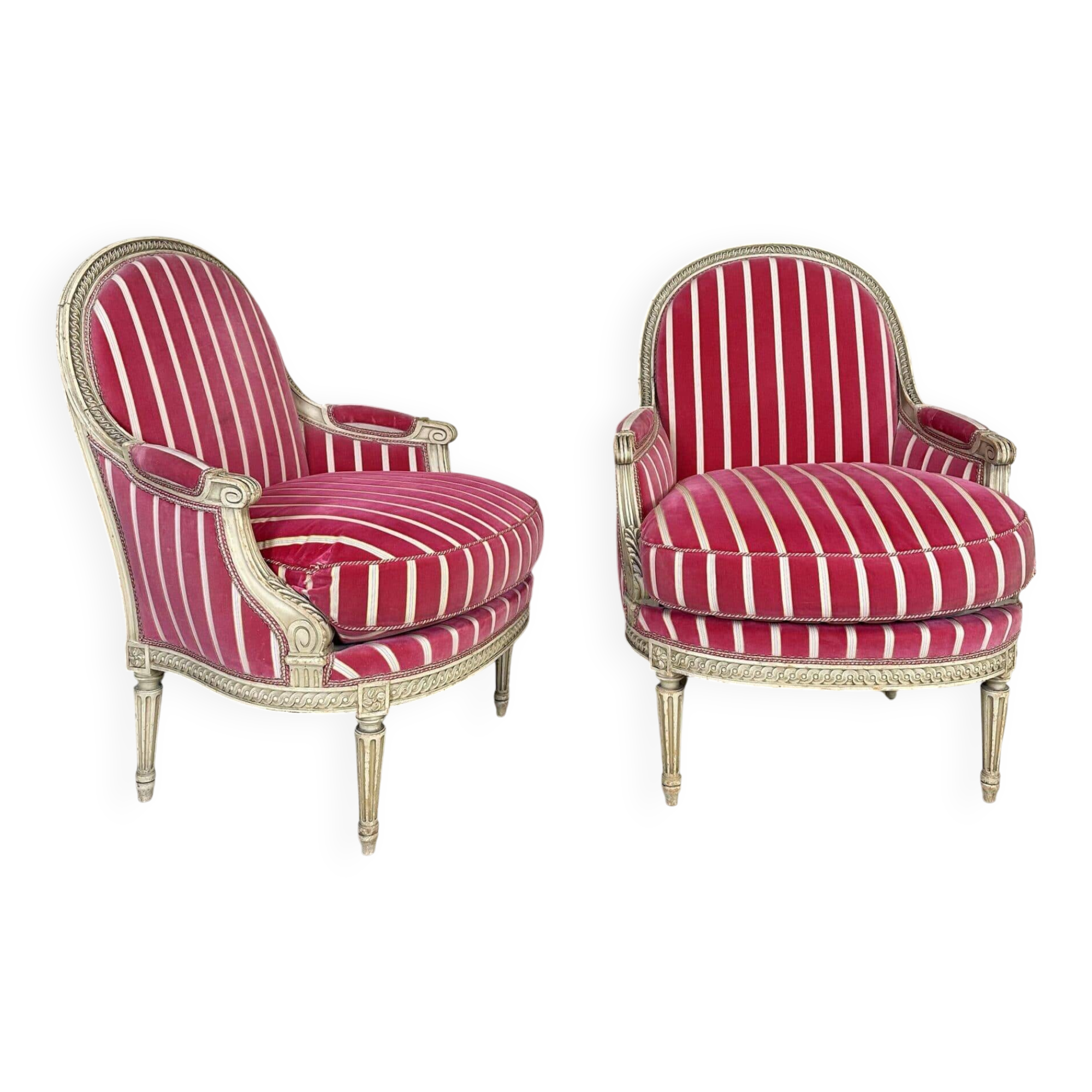 Pair of Louis XVI style bergère armchairs