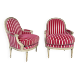 Pair of Louis XVI style bergère armchairs