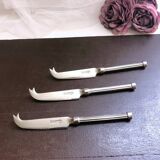 Set of 3 small silver metal cheese knives