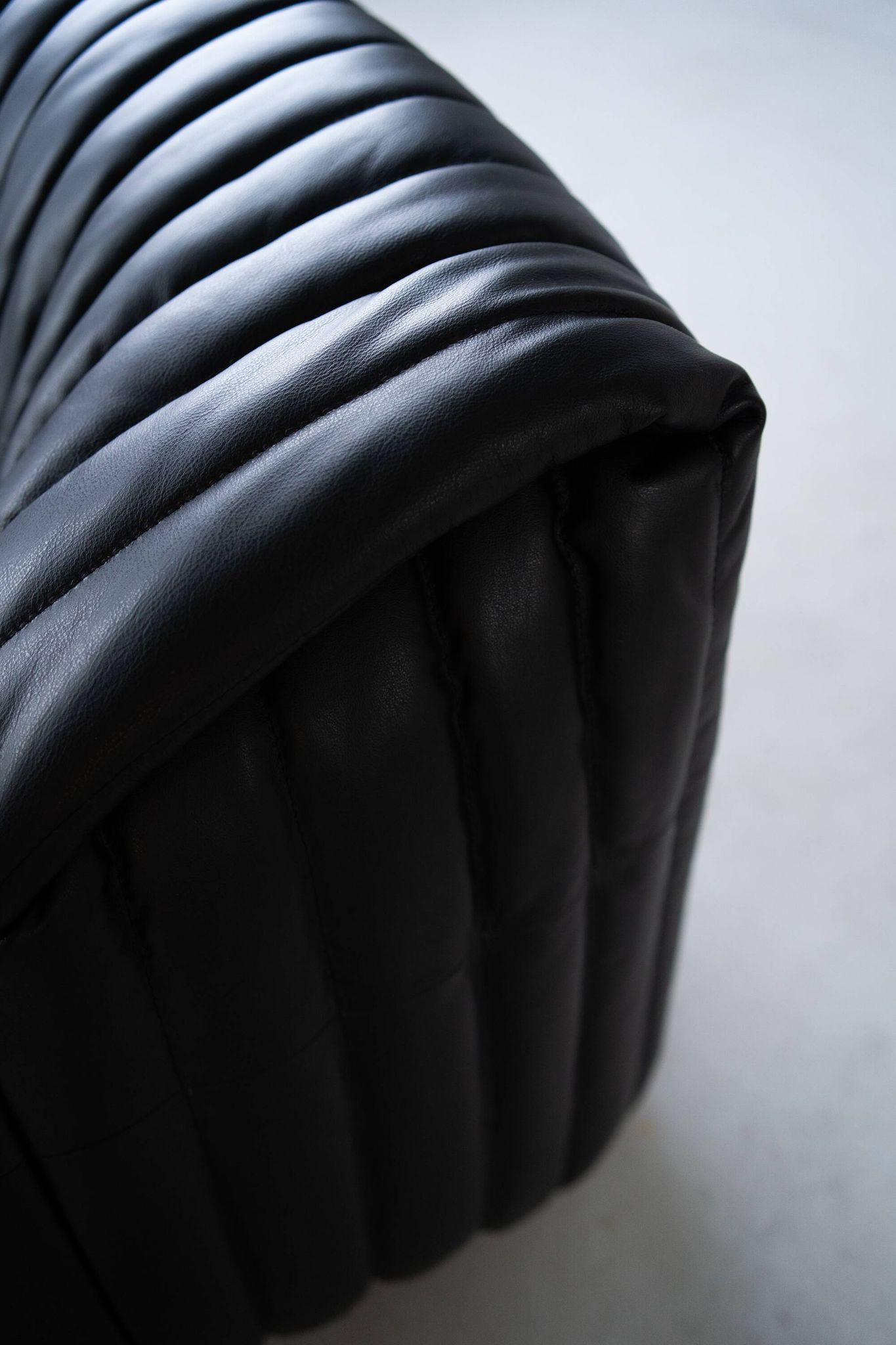 Cinna Ligne Roset Black Leather Armchair attributed to Annie Hieronimus, 1970s