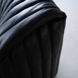 Cinna Ligne Roset Black Leather Armchair attributed to Annie Hieronimus, 1970s