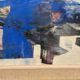 Original Swedish Oil on Panel – "Blue Composition" by Gunnar Nordström – Signed – Vintage and Framed – 24.5 × 18.5 cm (9.6 in × 7.3 in)