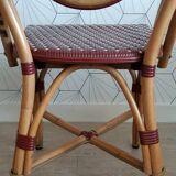 Vintage Parisian bistro armchair in rattan/bamboo and woven nylon.