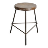 Pierre jeanneret teak and iron low bar stool for chandigarh, 1950s