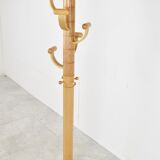 Modernist travertine and wood coat rack 1980s