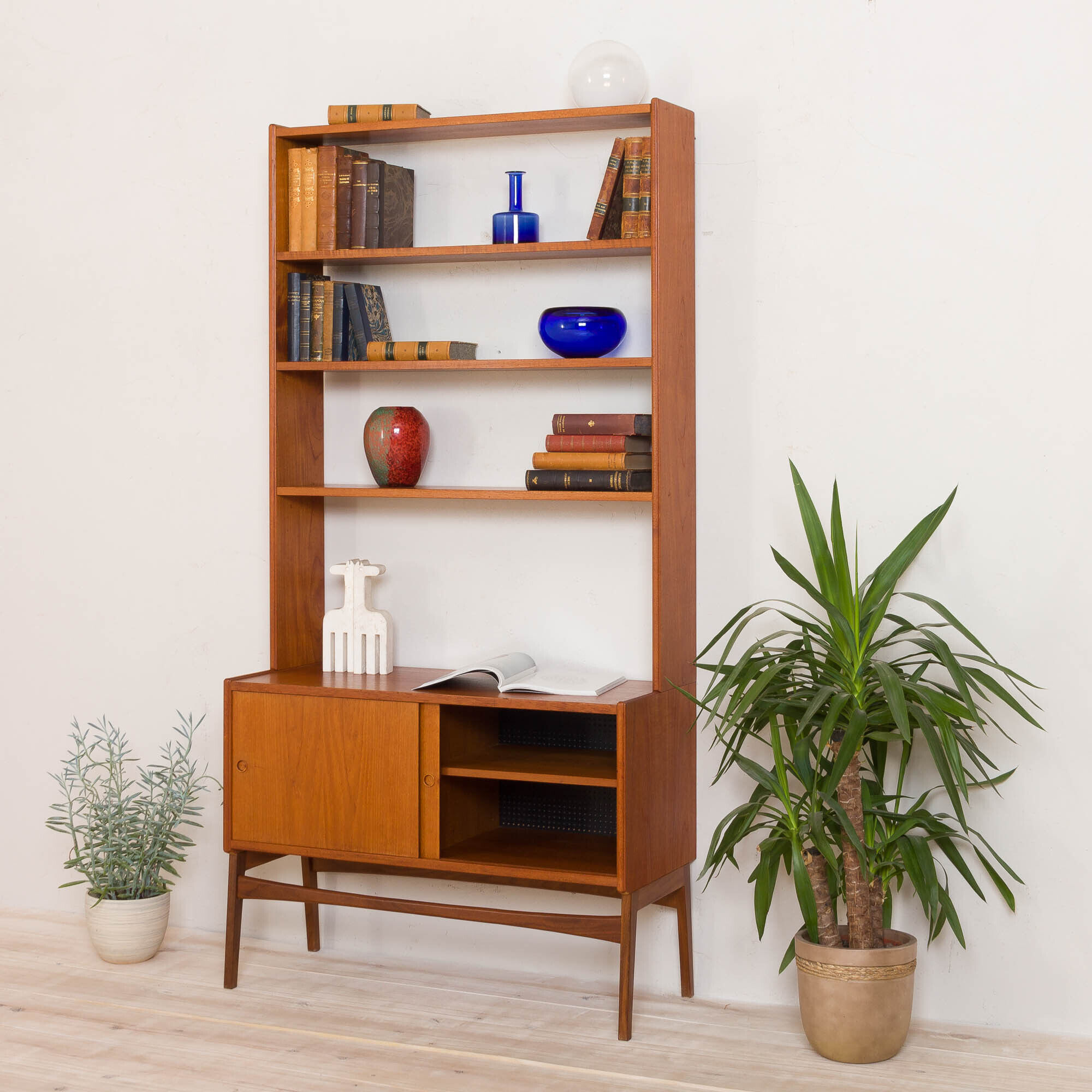 Norwegian mid-century bookshelf credenza in teak, 60s