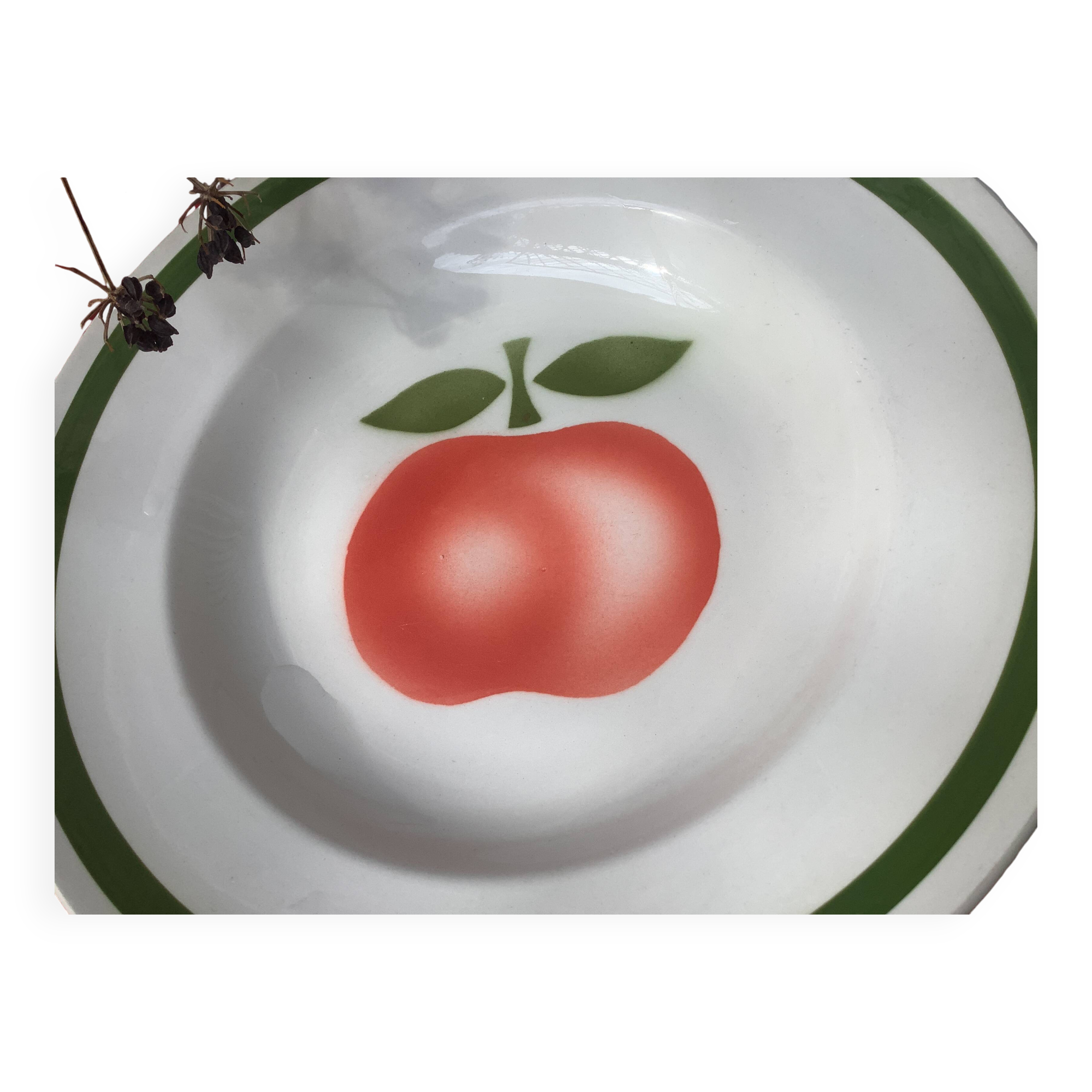 Vintage Moulin des loups Orchies apple plates - grand feu decor - 4 pieces