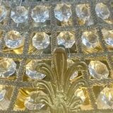 Large Montgolfiere chandelier in gilded bronze and faceted glass pendants