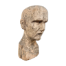Antique hand carved wooden head Stoic