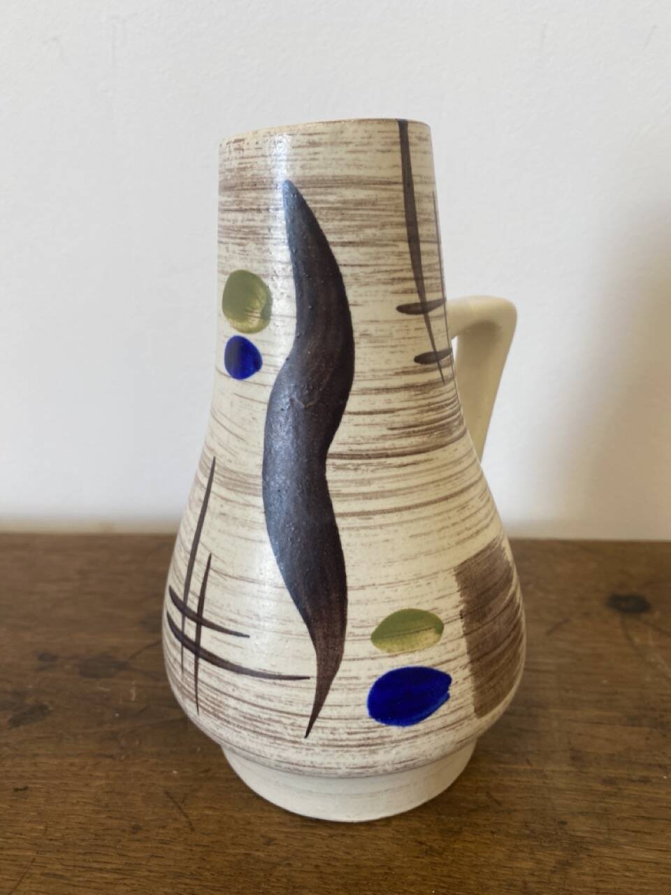 Duo de petits vases abstraits, ton écru, West Germany, 1960